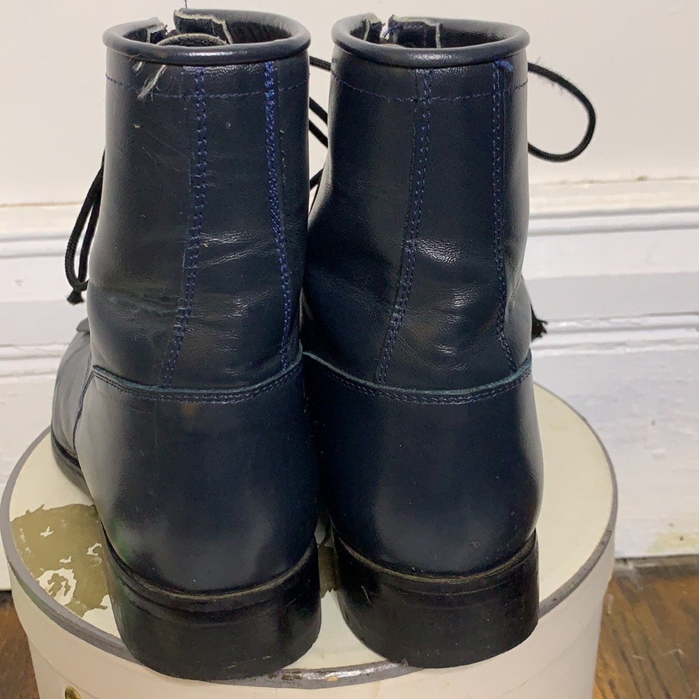 Justin Vintage Navy Lace Up Boots - Picture 11 of 11